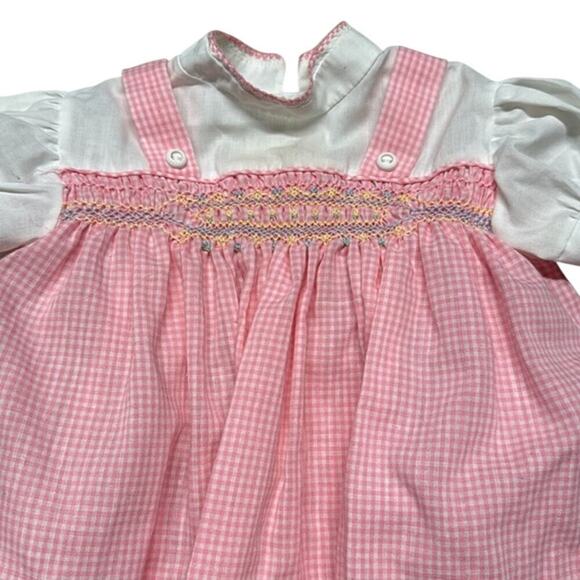 Vintage Polly Flinders Adorable Pink gingham Dress and Lined Bottoms Size 9 Mos - Picture 2 of 6